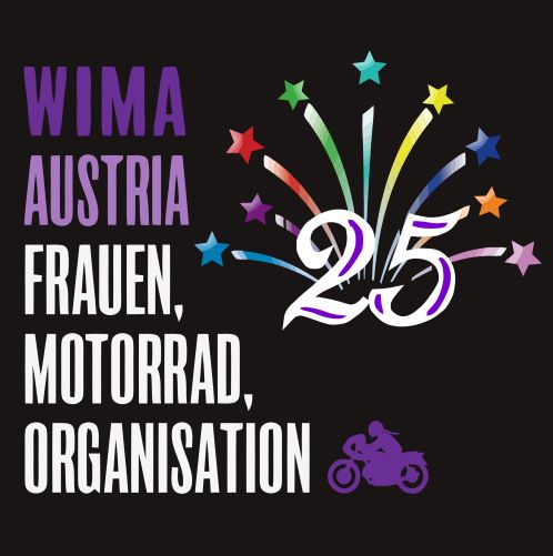 Wima Austria Frauen Motorrad Organisation 25th Jubilaeum Kleines Motorrad Schwarz Hintergrund