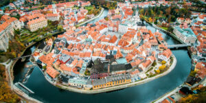 Old,City,View,From,Above.,Top,View.,Czech,Krumlov.,Traveling
