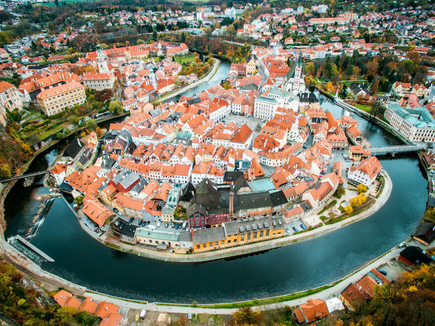 Old,city,view,from,above.,top,view.,czech,krumlov.,traveling